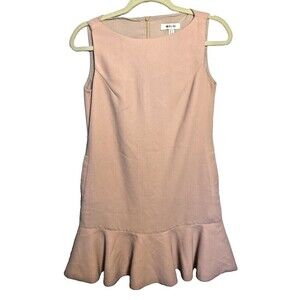 Elise Dress Size Small Flounce Ruffle Sleeveless Zip Pink Midi w/Pockets